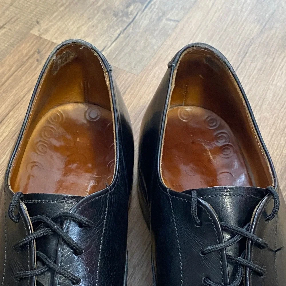 Brooks Brothers Peal & Co Mens Black Leather Cap Toe Oxford Shoes 8 D England